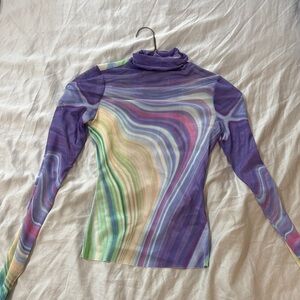AFRM Purple and Green Swirl Long Sleeve Top